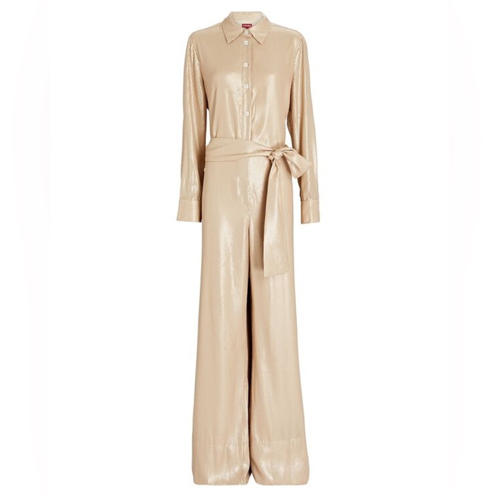 STAUD Joni sequin wide leg jumpsuit, small.